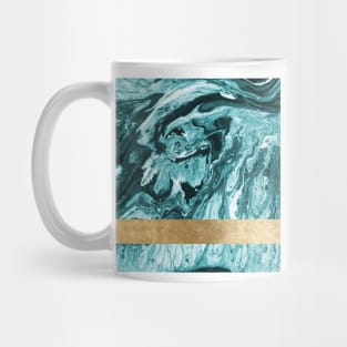 Teal golden geometric marble Mug